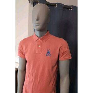 Psycho‎ Bunny Polo Shirt Mens 4 Small Pink Large Logo Casual Minimal Preppy